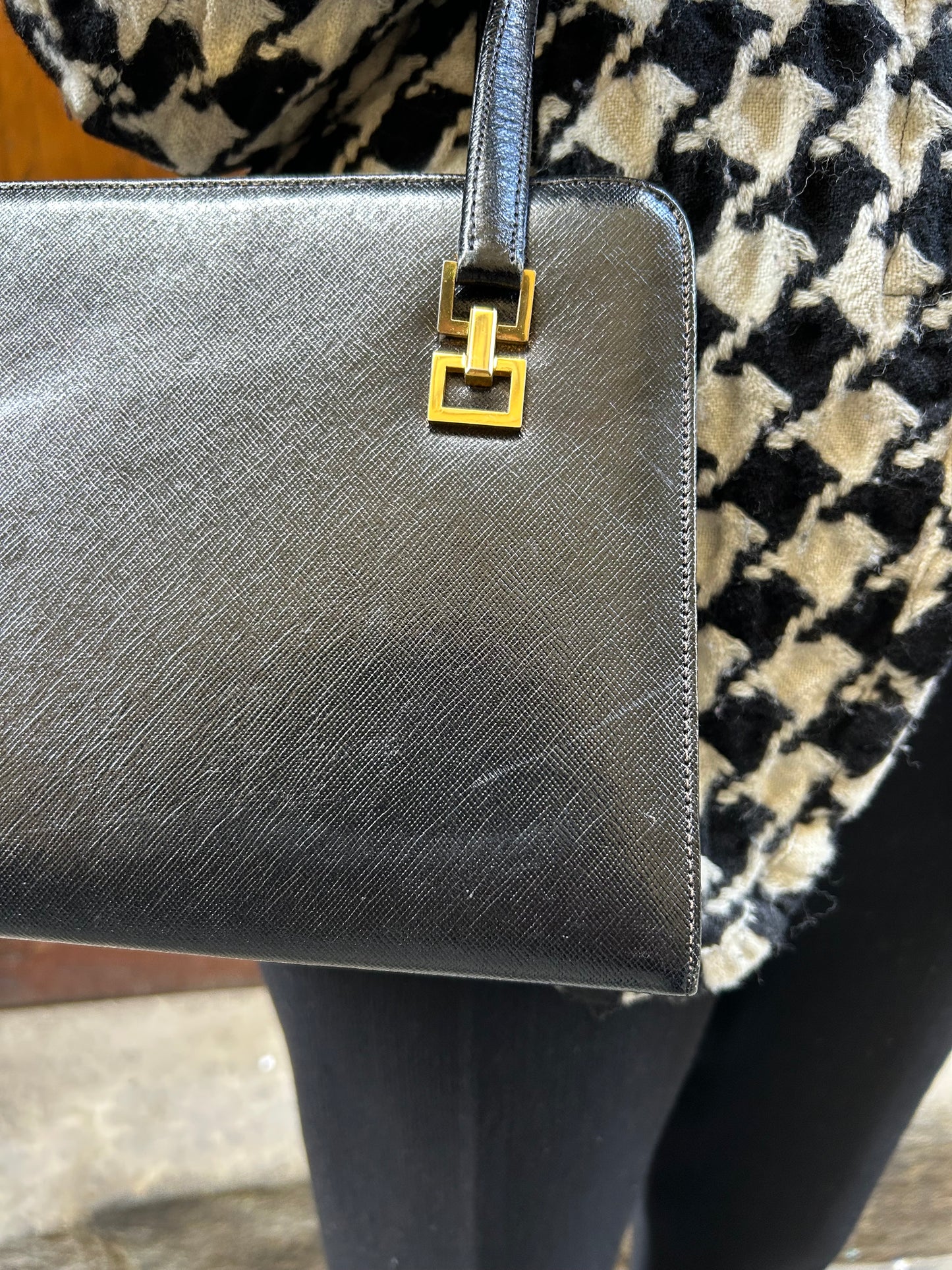 Borsa Gucci vintage 60’/70’ in pelle nera