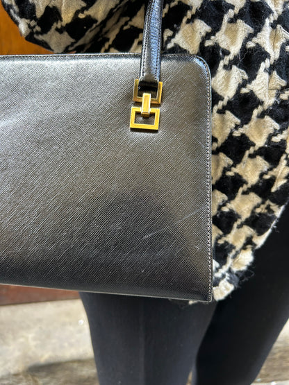 Vintage 60'/70' Gucci bag in black leather