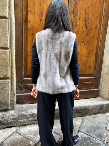 Gilet in pelliccia di visone grigio Christian Dior