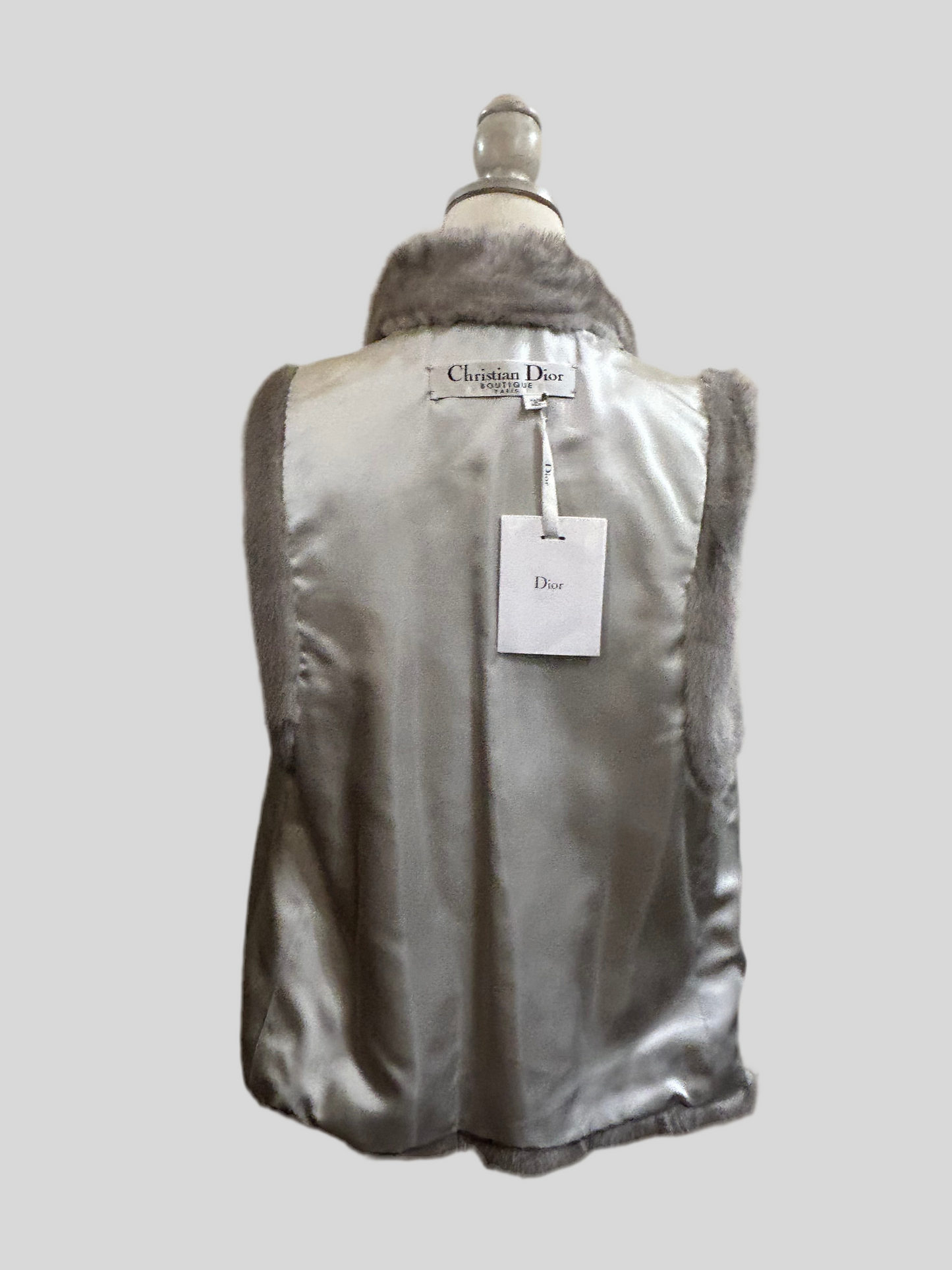 Gilet in pelliccia di visone grigio Christian Dior