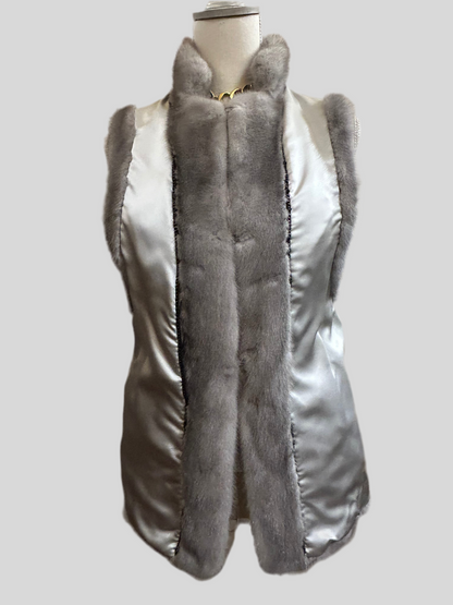 Gilet in pelliccia di visone grigio Christian Dior