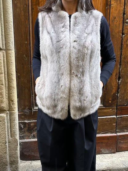 Gilet in pelliccia di visone grigio Christian Dior